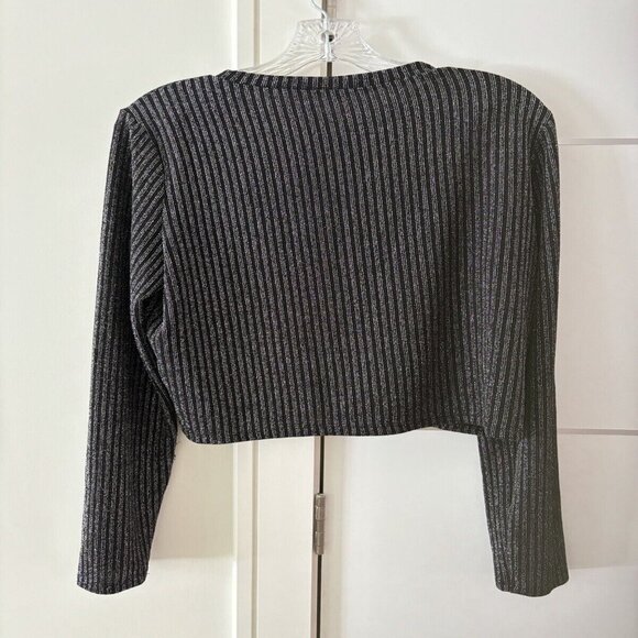 Reformation Val Two Piece Top Midi Skirt Shimmer Stripe Black Size XL - Picture 5 of 8